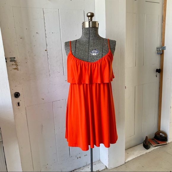 Susana Monaco Sunset Orange Flutter top Mini Dress - Picture 2 of 10
